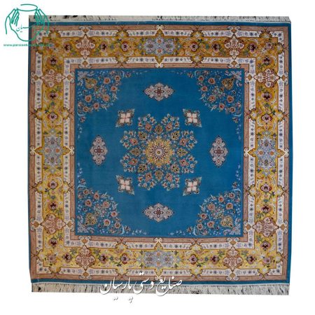 کارگاه فرش دستبافت کف ساده مربع 4 متری کرک ابریشم اصفهان