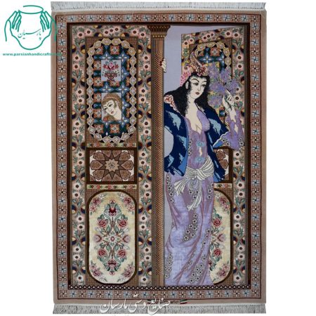 تابلو فرش دستبافت تک صورت جنس کرک ابریشم اصفهان چهره