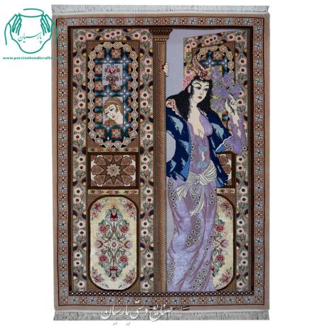 تابلو فرش دستبافت تک صورت جنس کرک ابریشم اصفهان چهره