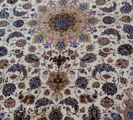 جفت فرش دستباف اصفهان 6 متری دو کف ابریشم