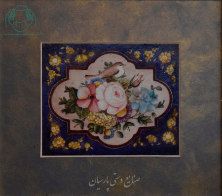 قیمت نقاشی ایرانی گل مرغ قاجار ترکیب مواد چرم