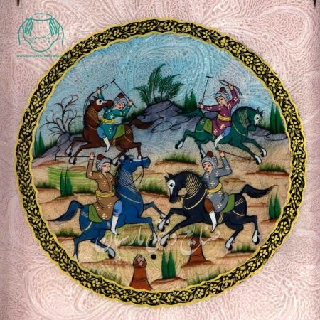 طرح داخل تخته نرد چوگان اصفهان خاتم و صدف و نقاشی