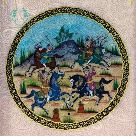 طرح داخل تخته نرد اصفهان چوگان خاتم و صدف نقاشی تذهیب