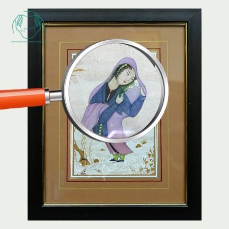 تابلو نقاشی دختر چادر به سر سبک صفوی تکنیک پرداز