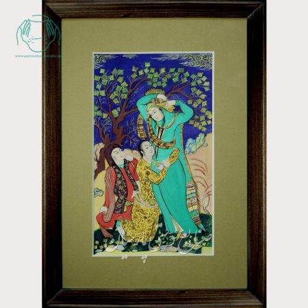 تابلو نقاشی روی مقوا طرح سه صورت مکتب اصفهان