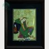 تابلو نقاشی روی مقوا طرح تک چهره لیلی در فکر عاشق قلم گیری مکتب اصفهان