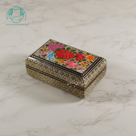 جعبه جواهرات داخل خاتم رونقاشی گل مرغ