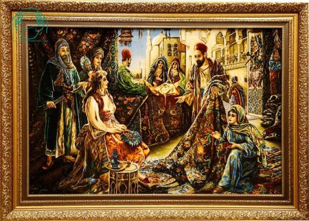 تابلو فرش دستبافت چله ابریشم بازار فرش