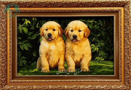 تابلو فرش دستبافت چله ابریشم دو سگ