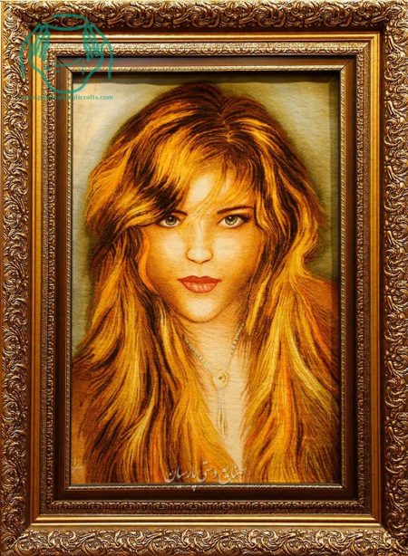 تابلو فرش دستبافت چله ابریشم دختر روس