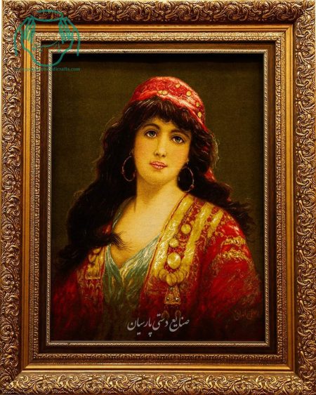 تابلو فرش دستبافت چله ابریشم دختر عثمانی