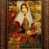 تابلو فرش دستبافت چله ابریشم دختر قاجار