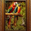 تابلو فرش دستبافت چله ابریشم دو طوطی