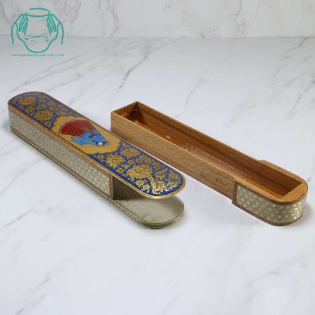 جامضرابی خاتم و نقاشی تشعیر اعلی زمینه آبی - Image 4