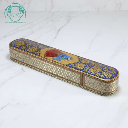 جامضرابی خاتم و نقاشی تشعیر اعلی زمینه آبی