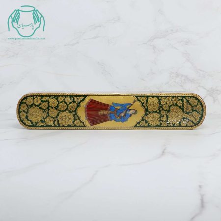 جامضرابی خاتم و نقاشی تشعیر اعلی زمینه سبز - Image 4