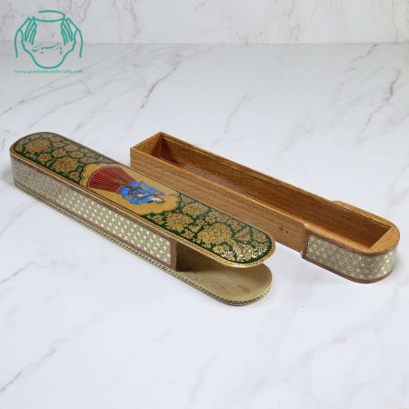 جامضرابی خاتم و نقاشی تشعیر اعلی زمینه سبز - Image 5