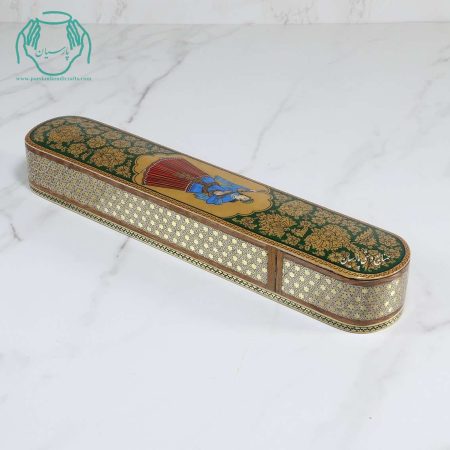 جامضرابی خاتم و نقاشی تشعیر اعلی زمینه سبز