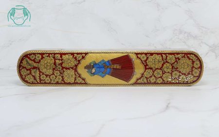 جامضرابی خاتم و نقاشی تشعیر اعلی زمینه قرمز - Image 3