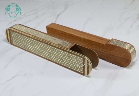 جامضرابی خاتم و نقاشی تشعیر اعلی زمینه قرمز - Image 4