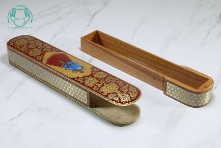 جامضرابی خاتم و نقاشی تشعیر اعلی زمینه قرمز - Image 5