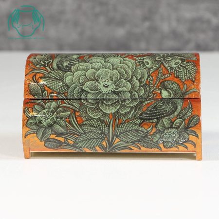 جعبه جواهرات استخوانی صندوقی بزرگ دوقسمتی رنگ مسی و مشکی - Image 3