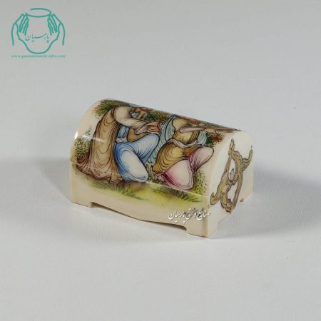 جعبه جواهرات صندوقی استخوانی  نقاشی لیلی مجنون و بزم - Image 4