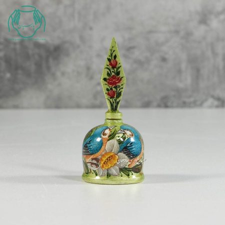 سرمه دان استخوانی تخم مرغی رنگ بژ طرح گل و مرغ