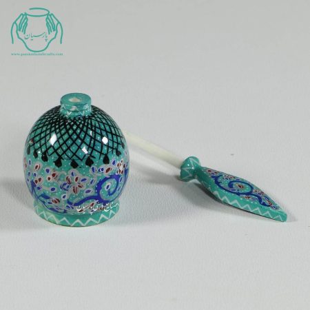 سرمه دان استخوانی تخم مرغی رنگ سبز نقاشی تذهیب