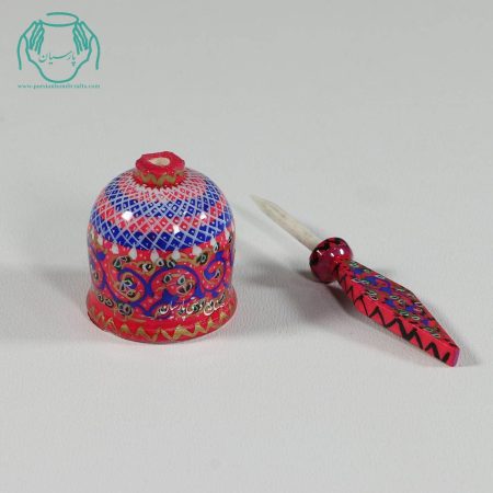 سرمه دان استخوانی تخم مرغی نقاشی تدهیب رنگ صورتی 