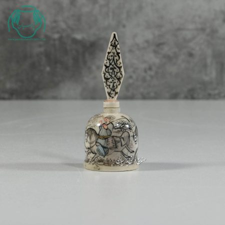 سرمه دان استخوانی تخم مرغی نقاشی چوگان رنگ سیاه سفید