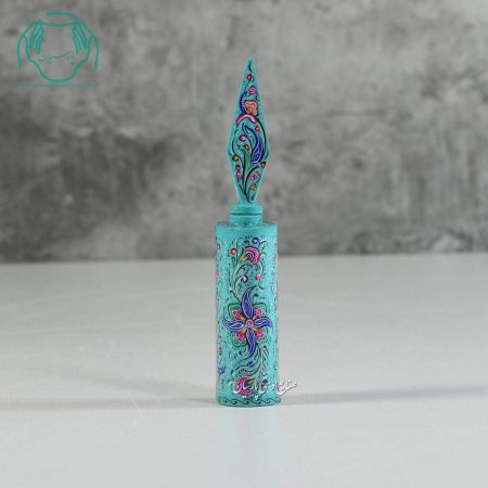 سرمه دان استخوانی فشنگی رنگ فیروزه ای نقاشی گل