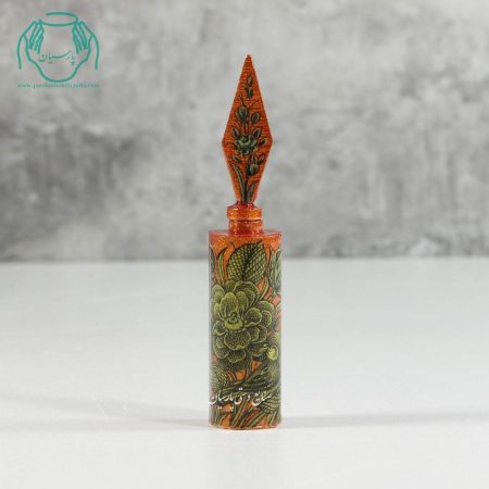 سرمه دان استخوانی فشنگی رنگ مسی و سیاه گل و مرغ