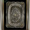 سینی قلمزنی مسی دیوارکوب طرح گل و مرغ و مینیاتور