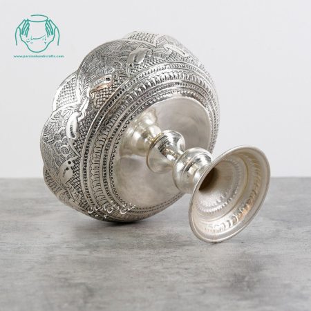 کاسه برنجی آب نقره پایه دار