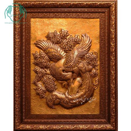 تابلو مسی قلمزنی طرح سیمرغ عمودی