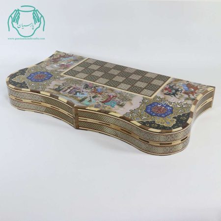 تخته نرد لب دالبری خاتم و نقاشی چوگان