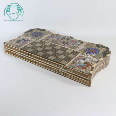 تخته نرد لب دالبری خاتم و نقاشی چوگان - Image 4