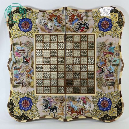 تخته نرد لب دالبری خاتم و نقاشی چوگان