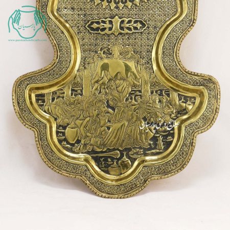 سینی برنجی قلم زنی اعلی طرح صورت 5 لیتری