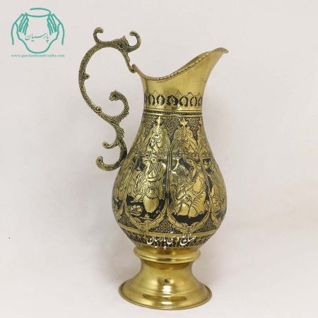 پارچ برنجی قلم زنی اعلی طرح صورت 5 لیتری