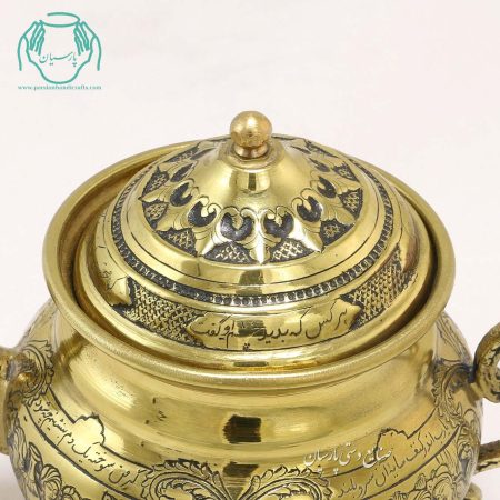 قوری برنجی قلم زنی اعلی طرح صورت 5 لیتری