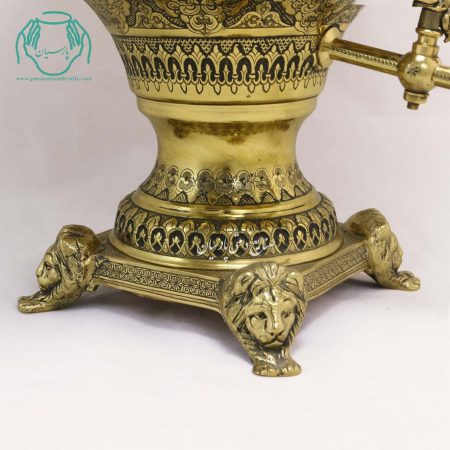 سرویس سماور قلم زنی برنجی اعلی طرح صورت ۵ لیتری