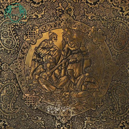 سینی قدیمی برنجی قلمزنی - Image 3